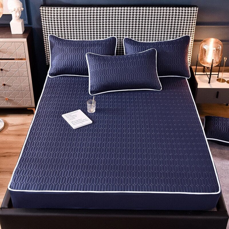 Conjunto Sleep Luxury - Jogo de Lençol + Fronhas Brinde 1027 Superfacilita Marinho Solteiro (120x200x30)cm 